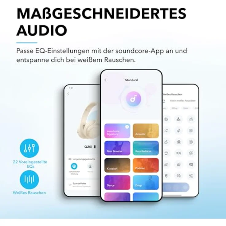eufy Q20i, Kopfhörer mit Hybrid Active Noise Cancelling, 40 Stunden Akkulaufzeit, Weiß – Bild 9