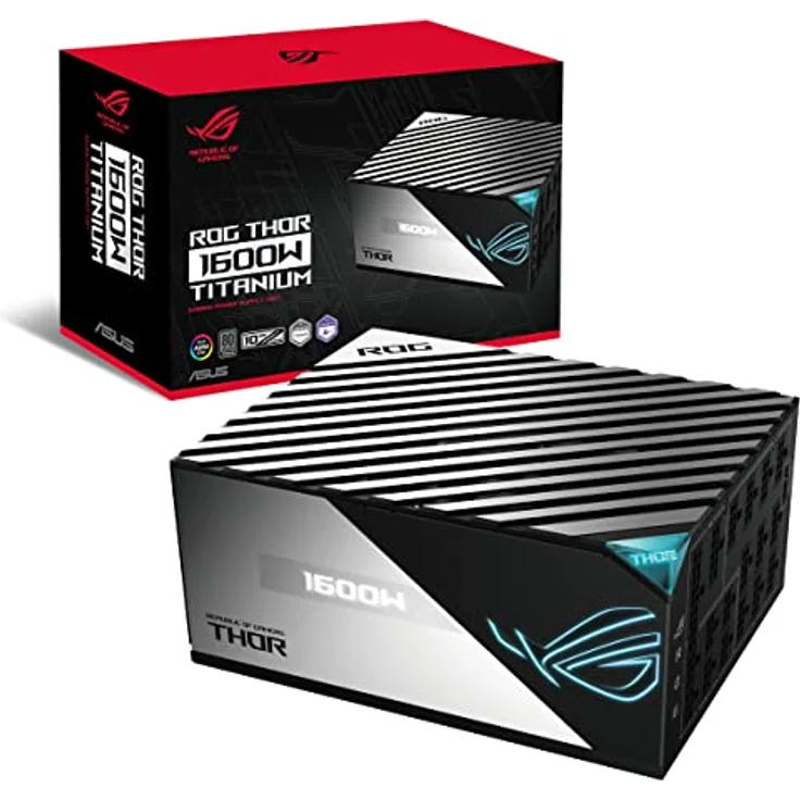ASUS ROG Thor 1600W Titanium Netzteil (1600W, Aura Sync RGB-Beleuchtung, OLED Display, PCIe 5.0 Ready, Galliumnitrid-Transistoren, Digitale Steuerung und Low-ESR-Kondensatoren) – Bild 1