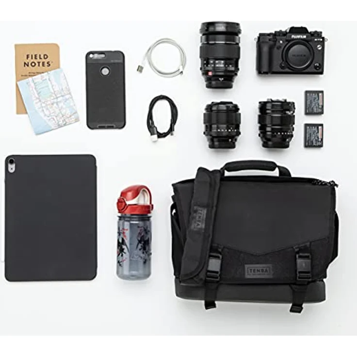 Tenba 638-570 DNA 9 Slim Messenger Bag, Kameratasche für spiegellose und DSLR-Kameras mit wasserdichter Basis, schwarz – Bild 5