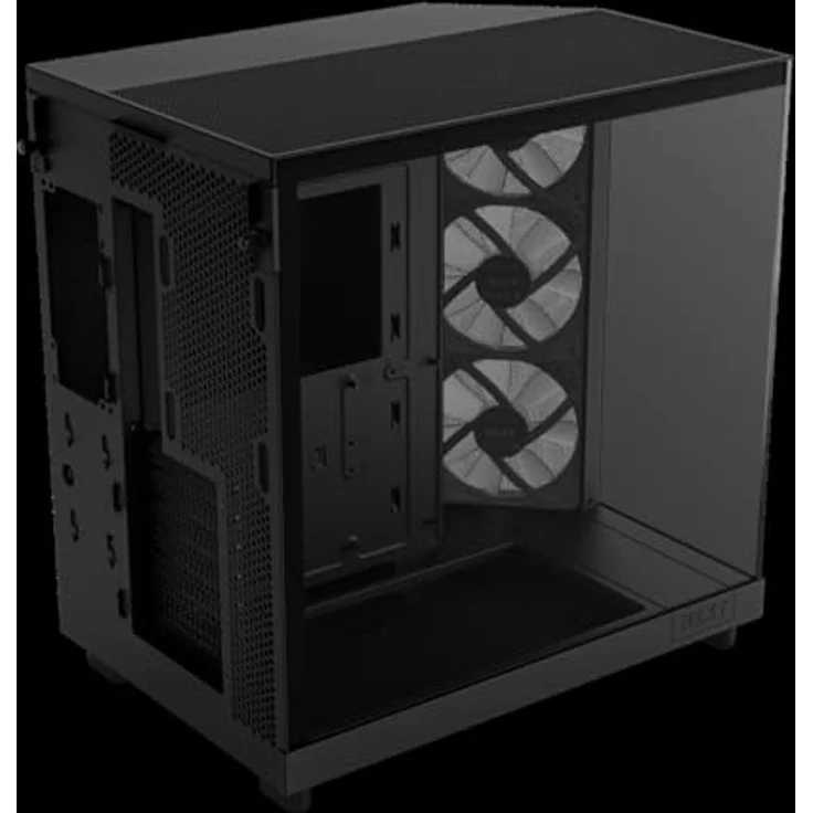 NZXT H6 Flow RGB PC-Gehäuse, innovatives Design mit Panorama-Glas und RGB-Lüftern, schwarz – Bild 3