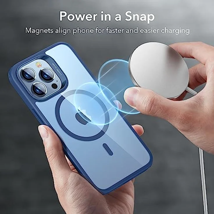 ESR iPhone 13 Pro Hülle, Classic Hybrid Magnet, Militärnorm Sturzschutz, kratzfeste Rückseite, Klares Blau, kompatibel mit MagSafe – Bild 4