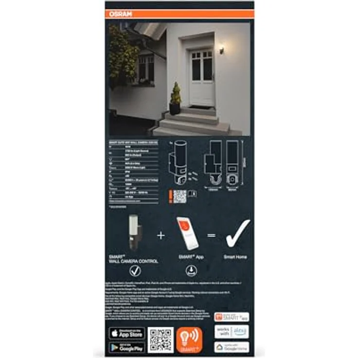 Osram SMART+ CAMERA CONTROL, Netzwerkkamera mit 1920 x 1080 Pixels, grau, HD Live-Bildübertragung, Bewegungssensor und dimmbarer Lichtquelle – Bild 6