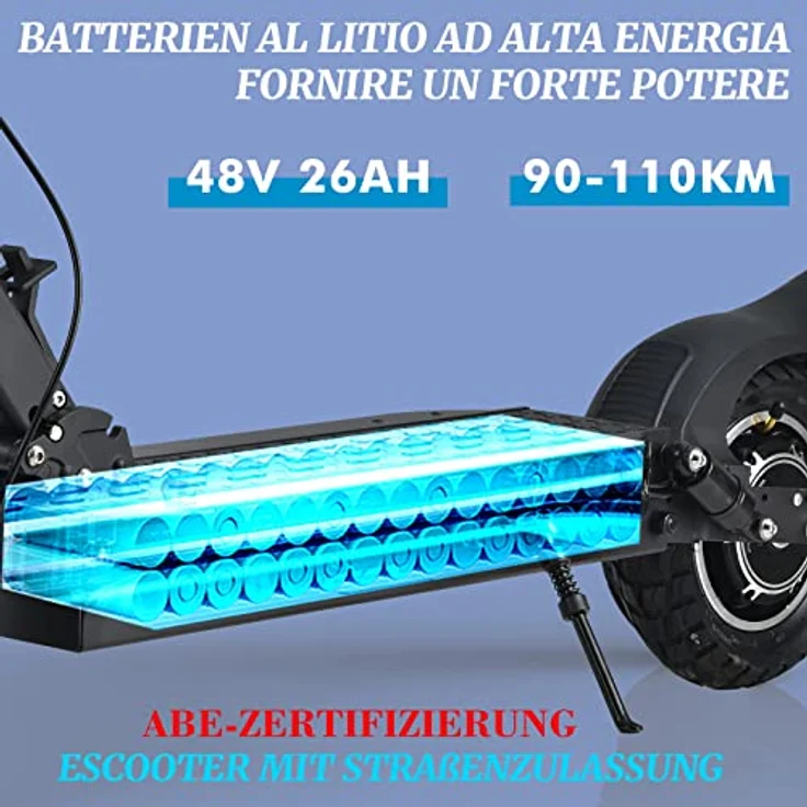 JOYOR E Scooter mit Straßenzulassung Y8-S, 48V 26Ah, Reichweite 100km, mit Stoßdämpfung Vorne und Hinten, Faltbarer Elektroroller, Tragfähigkeit 120KG, mit 10" Reifen – Bild 2