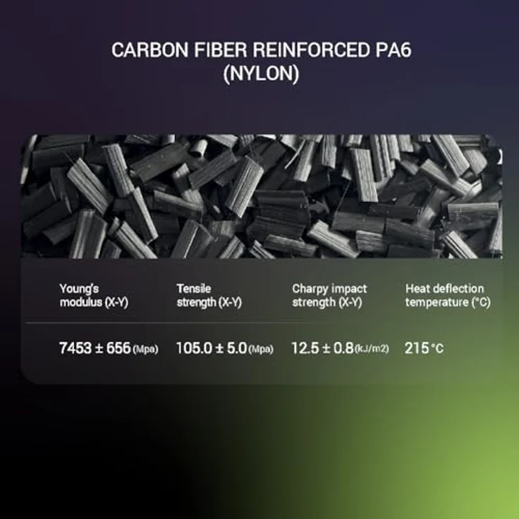 Polymaker PolyMide PA6-CF, Kohlenstofffaserverstärktes Nylonfilament, Schwarz, 1,75mm, 500g – Bild 4