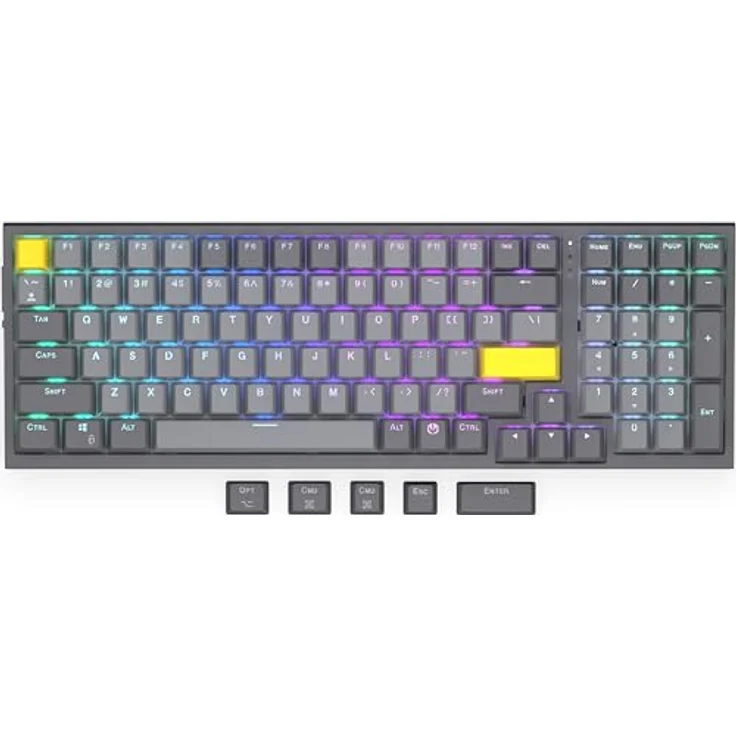 ENDORFY Celeris 1800, kabellose Tastatur mit 1800 Layout, QWERTY, Bluetooth, 2,4 GHz, Gateron Switches, Yellow, SideTune und FR4-Top Plate für verbessertes Tippgefühl – Bild 1