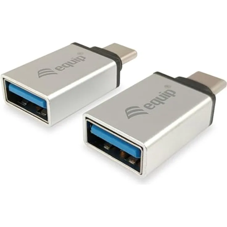 Equip USB C - A Adapter, Silber, 2er Pack, USB 3.0, 5 Gbps Übertragungsrate, Aluminiumschale