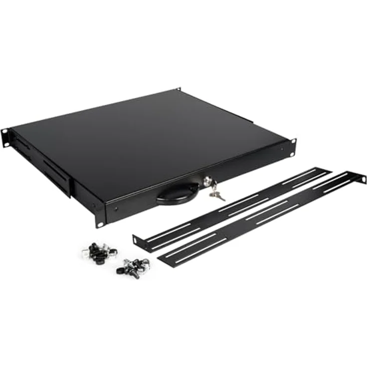 ROLION 19-Zoll Tastatureinschub 1 HE, abschließbar, schwarz, kompatibel mit 19"-Profilschienen – Bild 3