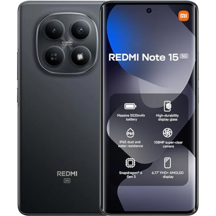 Xiaomi Redmi Note 15 5G, Smartphone mit 256GB Speicher, 108 MP Kamera, Schwarz – Bild 2