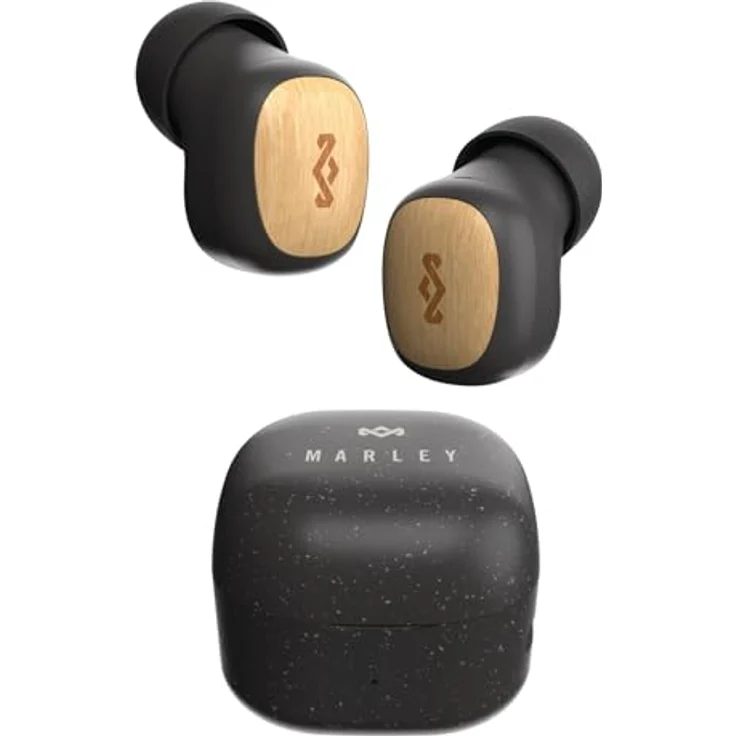 House of Marley Smile Jamaica TWS Mini, Drahtlose In-Ear-Kopfhörer, Schwarz, 24 Stunden Akkulaufzeit, nachhaltige Materialien, Touch-Bedienung – Bild 1
