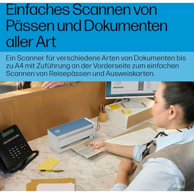 HP ScanJet Pro 4200 s1, ADF Duplex-Scanner für A4 mit 600 DPI, 40 ppm, Blau und Weiß – Bild 7
