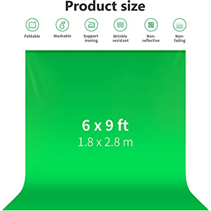 Neewer 6 x 9FT / 1,8 x 2,8 M Fotostudio 100% reines Muslin Faltbare Hintergrund-Hintergrund für Fotografie, Video und Fernsehen (Grün) - Preisvergleich – Bild 2