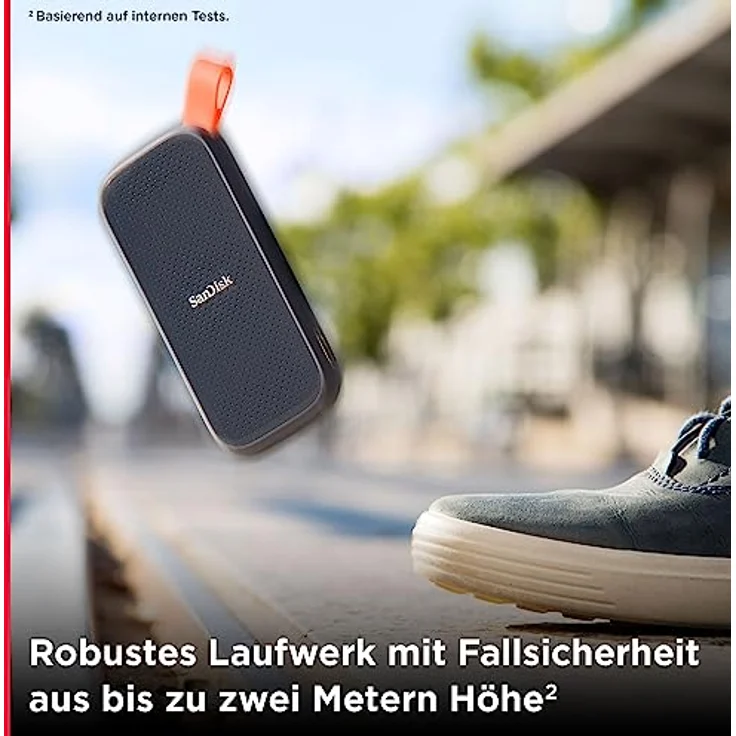 SanDisk Portable SSD 1 TB (externe Festplatte mit SSD Technologie 2,5 Zoll, 800 MB/s Übertragungsraten, robustes Laufwerk, robuste Befestigungsschlaufe aus strapazierfähigem Gummi) grau – Bild 5