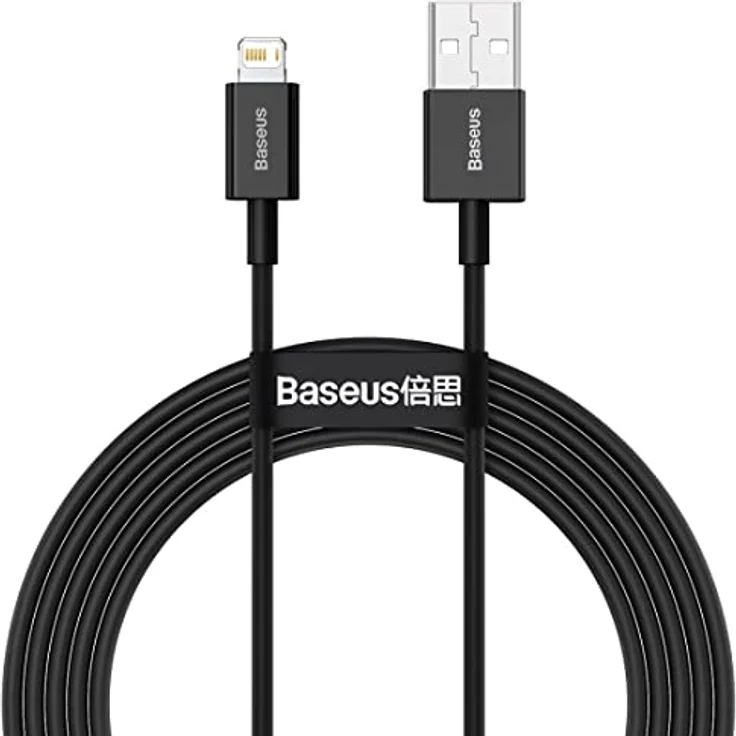 Baseus Superior USB-auf-Lightning Kabel, Schnellladung 2,4A, 2m, Schwarz, Hochgeschwindigkeitsdatenübertragung 480 Mbit/s – Bild 1