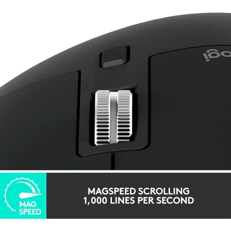 Logitech MX Master 3S (Kabellos), Maus, Grau mit 8K-Sensor und Logitech Flow-Technologie – Bild 4
