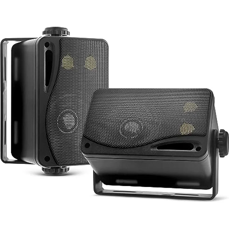 Pyle Wasserdichte Lautsprecher 3.5-Zoll-200-Watt 3-Wege Wetterfeste Mini Box, Schwarz, PLMR24B Kompakt-Lautsprecher schwarz – Bild 2