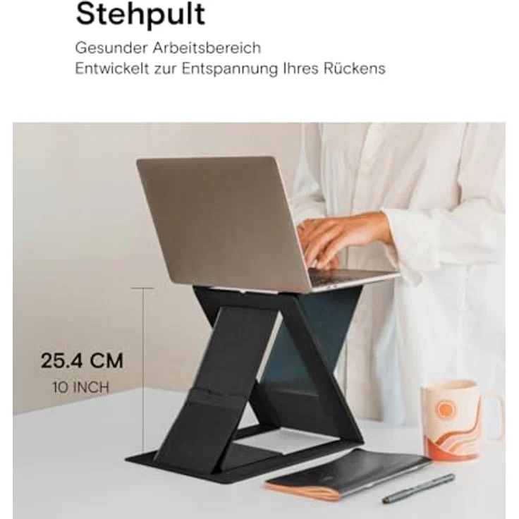 MOFT Z unsichtbarer dünner Ständer und tragbarer Schreibtisch, verstellbare Sitz-/Stehwinkel, kompatibel mit den meisten Laptops (Schwarz) – Bild 3