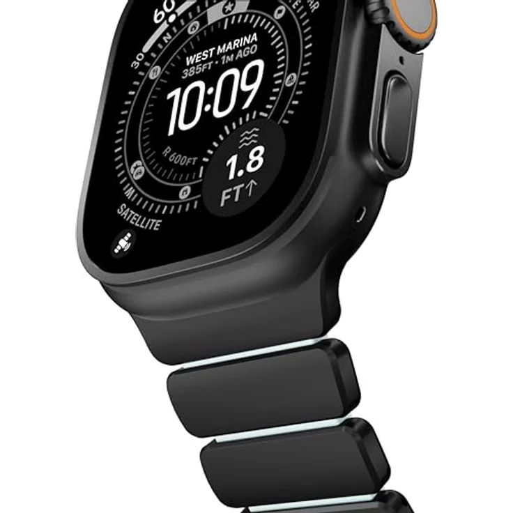 Nomad Stratos Band - 49mm | Black Titanium | Icy Blue Glow FKM | Intelligentes tragbares Accessoire – Bild 9