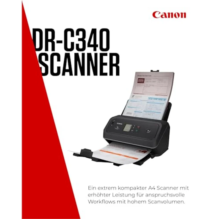 Canon DR-C340 A4 Dokumentenscanner, USB, Duplex-Scanfunktion, 40 Seiten/Min, 100-Seiten-Automatikzufuhr, CaptureOnTouch v5 Pro Software – Bild 2