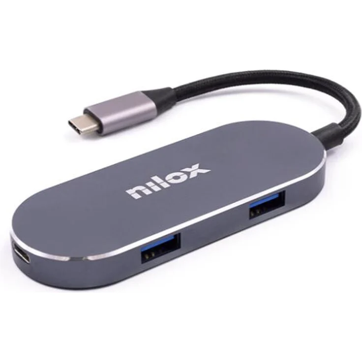 Nilox MINI DOCKING STATION HDMI 3USB PD, USB 3.2 Gen 1 Typ-C, 87 Watt, silber
