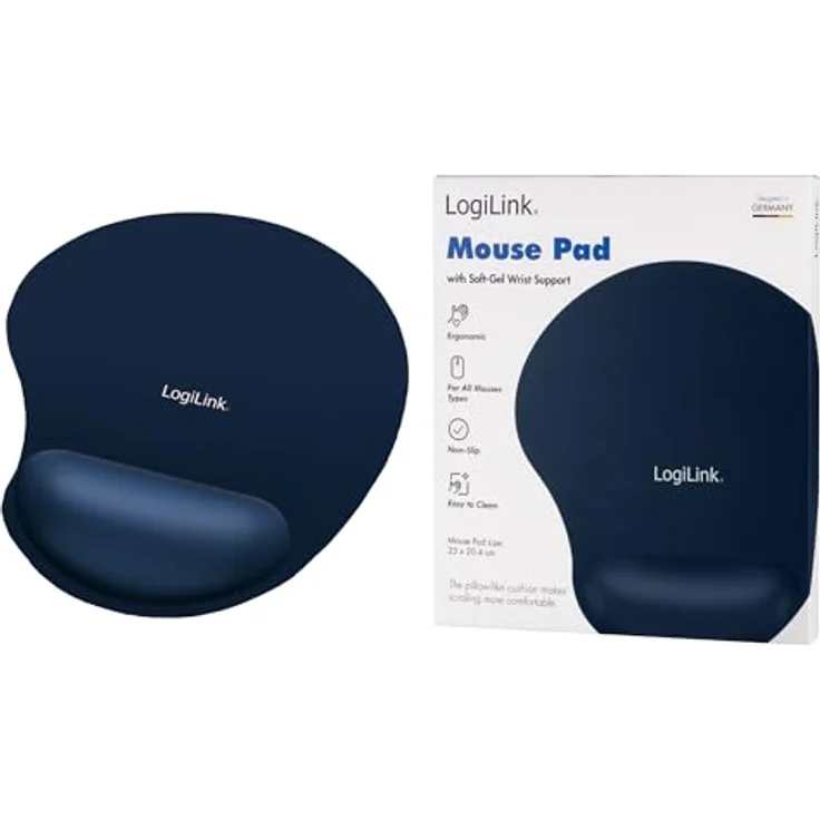 Logilink ID0027B Mauspad mit Silikon Gel Handauflage blau – Bild 6