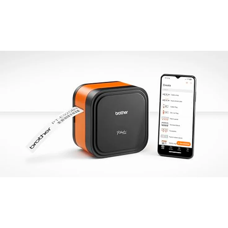 Brother PT-E920BT, Beschriftungsgerät mit Bluetooth 5.0, automatischem Bandabschnitt und 360 DPI, Schwarz/Orange – Bild 5