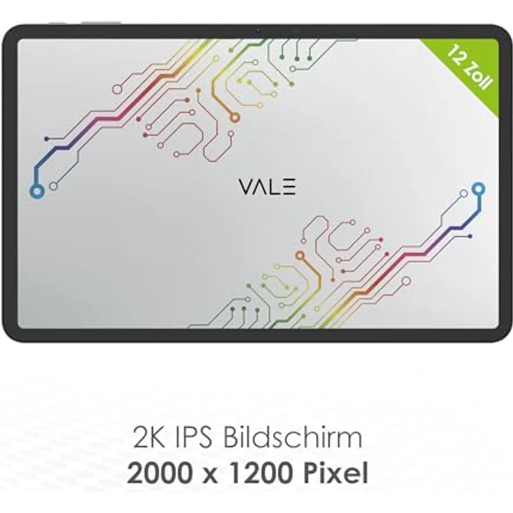 VALE V12E-LTE-8128 Tablet in Schwarz | 12" 2K IPS Display | Octa-Core Prozessor | 8 GB RAM | 128 GB eMMC | 8 MP Kamera | Android 13 (LTE) - Preisvergleich – Bild 3