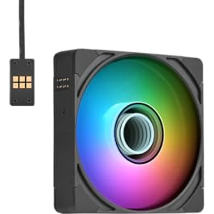Thermaltake CT140 EX Infinity ARGB Sync, 120-mm-ARGB-PWM-Lüfter mit Dual Infinity Mirrors, MagForce 2.0 und modularem Kabeldesign, 3er-Pack, Schwarz – Bild 2