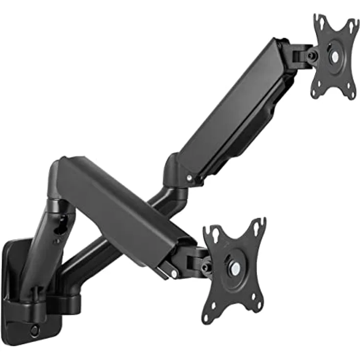 Deltaco ARM-0361, Wandhalterung für 2 Monitore bis 32", VESA kompatibel mit Kabelführung, Schwarz