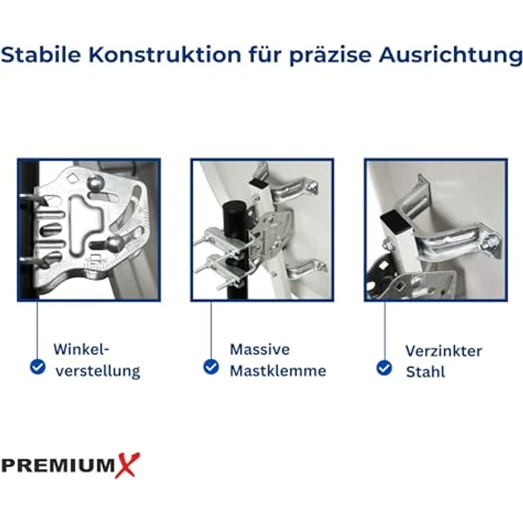 Premium X PXA80 Satellitenschüssel 80cm Aluminium Ziegelrot, Offset-Antenne für digitalen Sat-Empfang, kompatibel mit UHD/HDTV – Bild 3