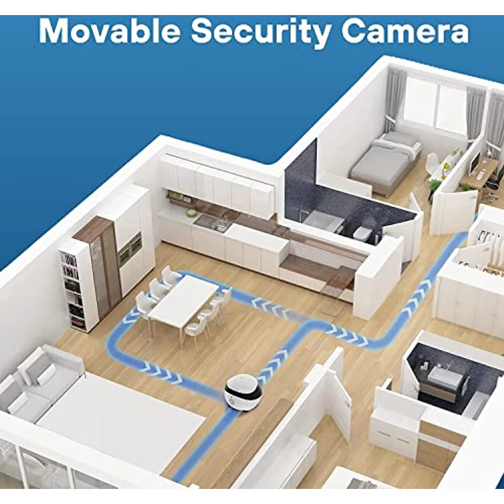 Enabot Kabellose Überwachungskamera Innen,1080P Heimtierkameras,Bewegliche Selbstaufladende Dome Kamera,WLAN IP mit 2-Wege-Audio,IR-Nachtsicht, Automatische Kreuzfahrt,Fernzugriff,SD-Kartenslot – Bild 2