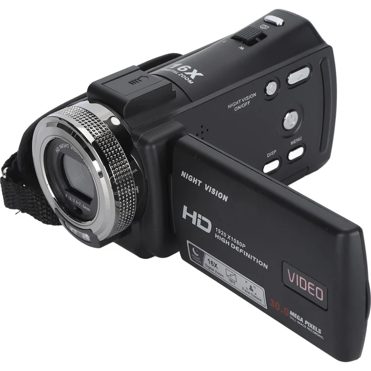 Lixada Video Camera Camcorder, Full HD 1080P, 30MP mit 16X Digital Zoom und Infrarot-Nachtsicht, 3.0 Zoll TFT LCD Bildschirm