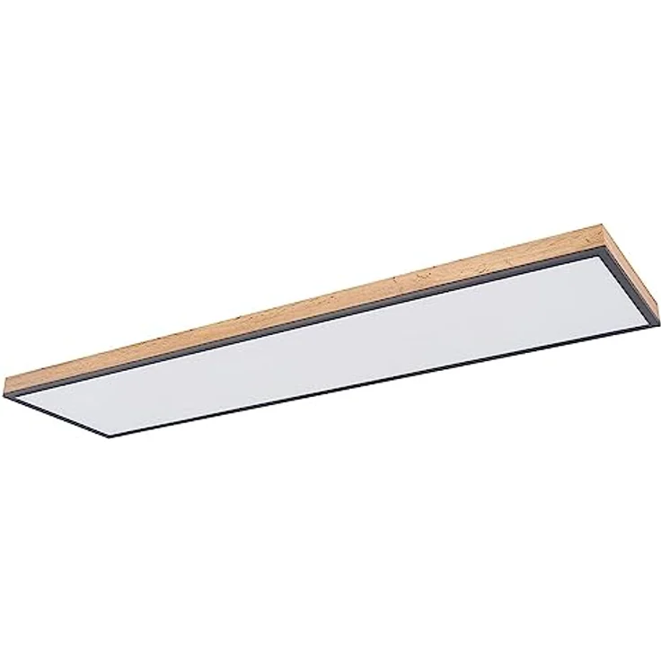 Globo LED Deckenleuchte Fernbedienung Deckenlampe Holzleuchte Wohnzimmerlampe CCT, Nachtlicht, Alu Holzoptik Graphit opal, 1x 36W 2250Lm warm-kaltweiß, L 120 cm - Preisvergleich – Bild 1