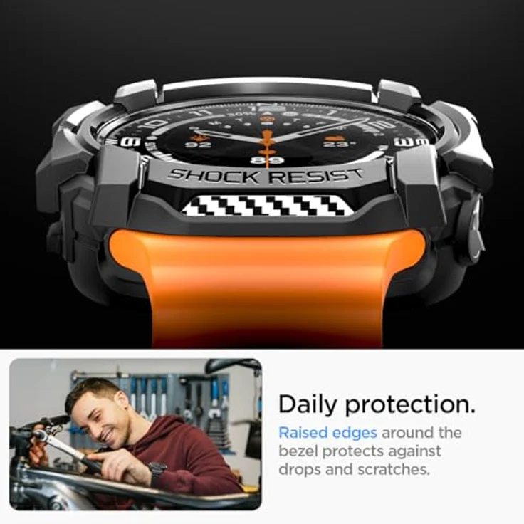 Spigen Rugged Armor Hülle Kompatibel mit Samsung Galaxy Watch Ultra 47mm (2024) - Matt Schwarz, Kratzerabwehr und verstärkter Bildschirmschutz – Bild 5