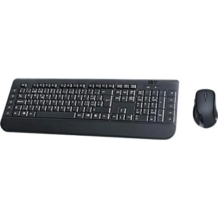 ISY IDE 3100, kabelloses Tastatur & Maus Set mit Handballenauflage, Schwarz