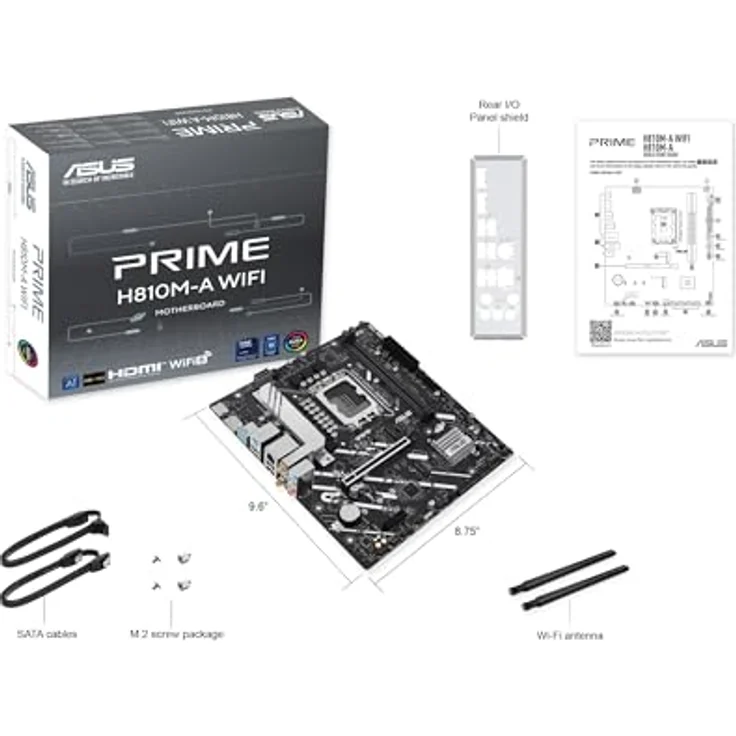 ASUS Prime H810M-A WiFi, Mainboard Intel mATX, DDR5-Slot, PCIe 4.0, 2 M.2-Steckplätze, WiFi 6E, Ethernet Intel 16 GB, DisplayPort, HDMI, USB-A 10 Gbit/s, USB-C 5 Gbit/s, Schwarz – Bild 6