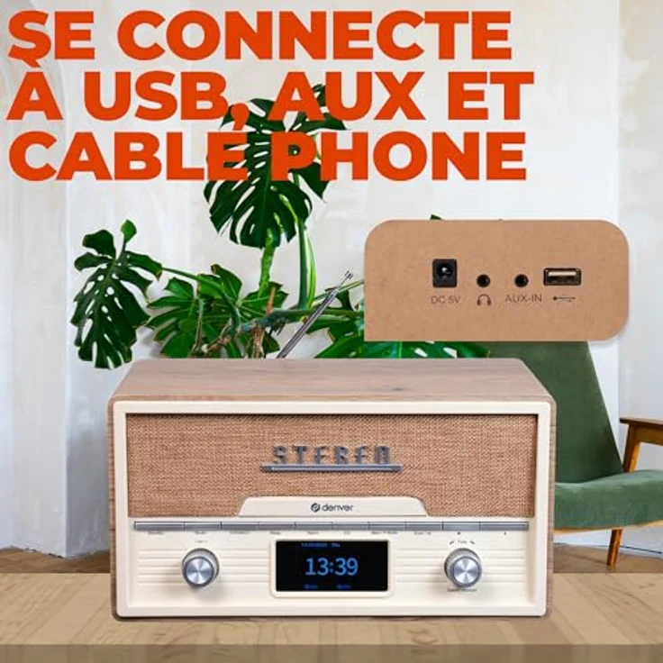 Denver DAB+/UKW-Radio MDA-525LW, mit CD-Player, Retrostyle, hellbraun – Bild 9
