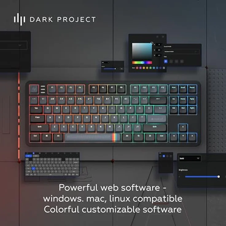 Dark Project Dpkb Midnight 87 Ansi (US), RGB Gaming Tastatur mit 87 Tasten und Aluminium-Gehäuse, schwarz – Bild 7