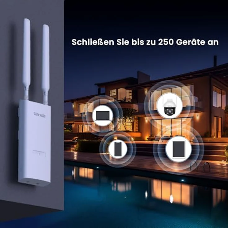 Tenda OAP1200 Outdoor Access Point, Gigabit Dualband WLAN (AC1200, IP65 wasserfest, PoE unterstützend, 1 Gigabit Port), weiß – Bild 3