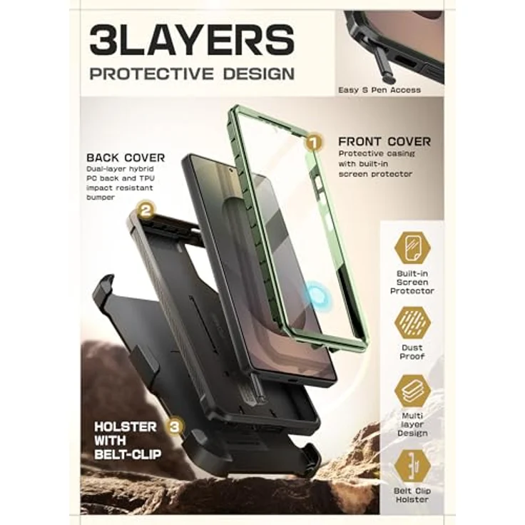 SupCase Samsung Galaxy S25 Ultra Hülle Bumper Case [UBPro] mit 2 Vorderseite (Grün) – Bild 5
