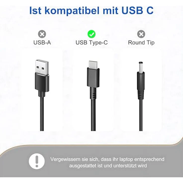 Dzytnsy 65W USB C Netzteil für Lenovo, kompatibel mit ThinkPad X1 Carbon/Yoga/Chromebook, 20V 3.25A, 12FT Kabel – Bild 4