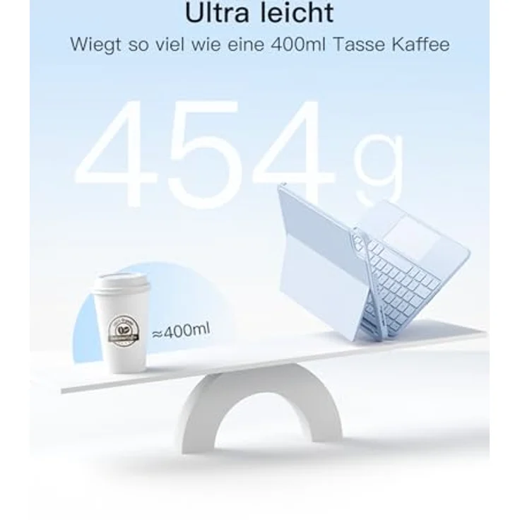 Inateck Hülle mit Tastatur für iPad Pro 11 2024, ACE Touch Ultraleichte Tastatur Abnehmbar, mit Touchpad, Hoch-/Querformat Ständer, QWERTZ, KB04122, Magnetisches abnehmbares Design, Ultraleicht & schlank – Bild 3