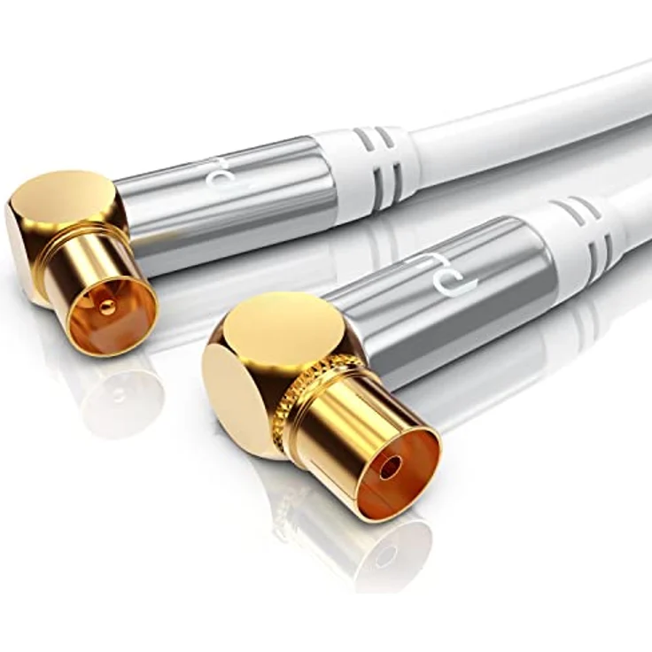 CSL - 10m Antennenkabel HDTV 135dB 75 Ohm 90Grad gewinkelt - Premium Koaxialkabel - FullHD 4k UHD - Koax Stecker 90Grad > Koax Kupplung 90Grad - DVB-T DVB-T2 DVB-C DVB-S DVB-S2 DAB DAB – Bild 3