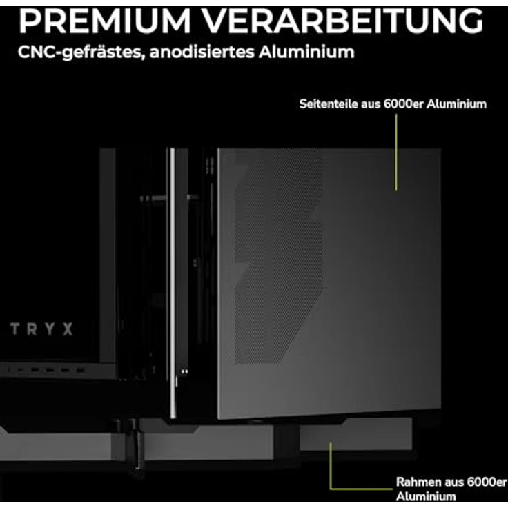TRYX LUCA L70 PC-Gehäuse, Midi-Tower, E-ATX, Tempered Glass - schwarz, Showcase-Gehäuse mit Platz für bis zu neun Lüfter und Radiatoren bis 420 mm – Bild 3