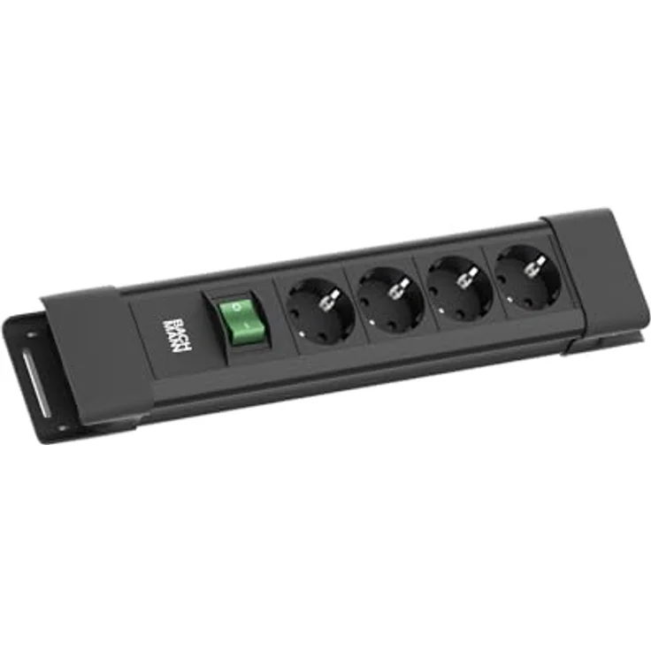 Bachmann CONNECTUS 4xCEE7/3 Steckdosenleiste, Schwarz, mit 1xSchalter und 2 m Kabellänge – Bild 1