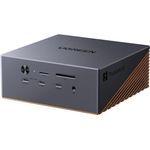 UGREEN Maxidok Thunderbolt 5 Docking Station, 17-in-1 mit 120Gbps Datentransfer, 8TB M.2 NVMe SSD, Single 8K/Dual 6K@60Hz, 140W Aufladen, 2.5GbE, aktives Kühlsystem für TBT5/4-Laptops