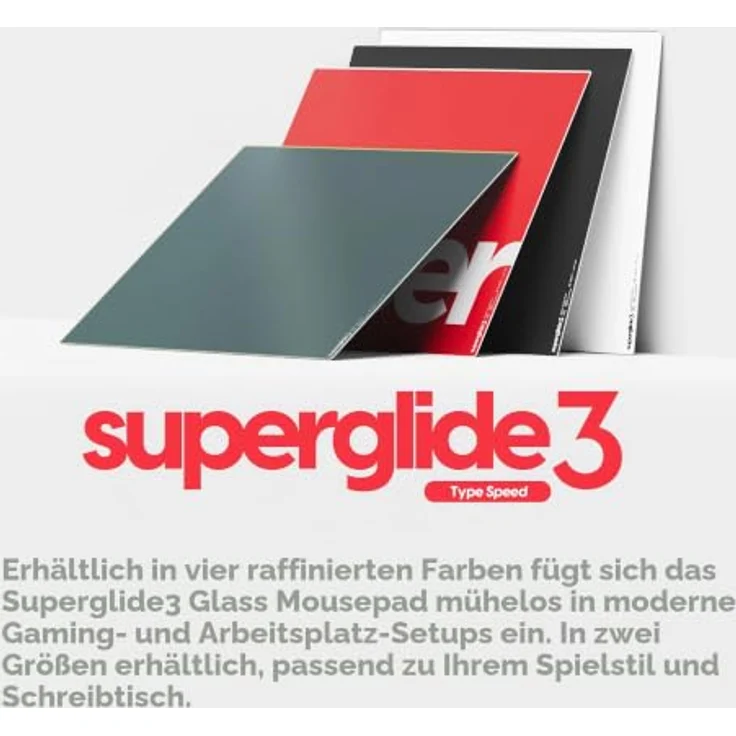 Pulsar Superglide V3 Glass Pad Type-S, XL Gaming Mauspad, optimiert für Speed Maussensor, Glasoberfläche, rote Farbe – Bild 2