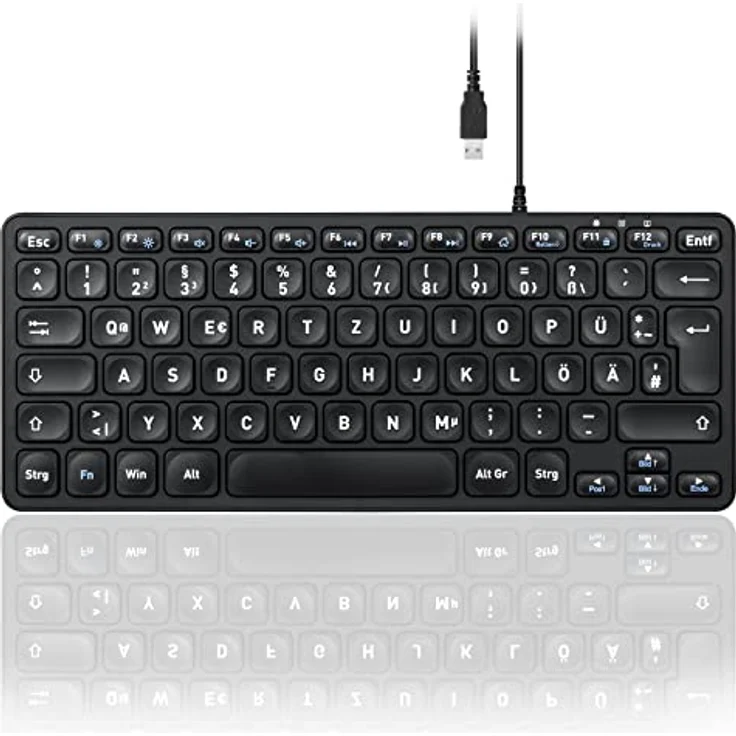 Perixx PERIBOARD-432 Kabelgebundene USB-Tastatur, große Schrifttasten, DE Layout, schlanke Bauweise – Bild 1