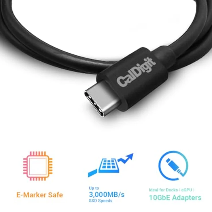 CalDigit Thunderbolt 4 / USB 4 Kabel, 0.80 m, 100 W, universelles USB Kabel für Thunderbolt 3 und 4, kompatibel mit USB-C Geräten – Bild 3