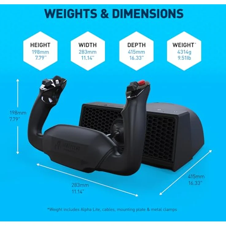 HONEYCOMB Alpha Flight Controls Lite, Wired Flight Control Yoke für PC mit 180° selbstzentrierendem Joystick und programmierbaren Tasten – Bild 7
