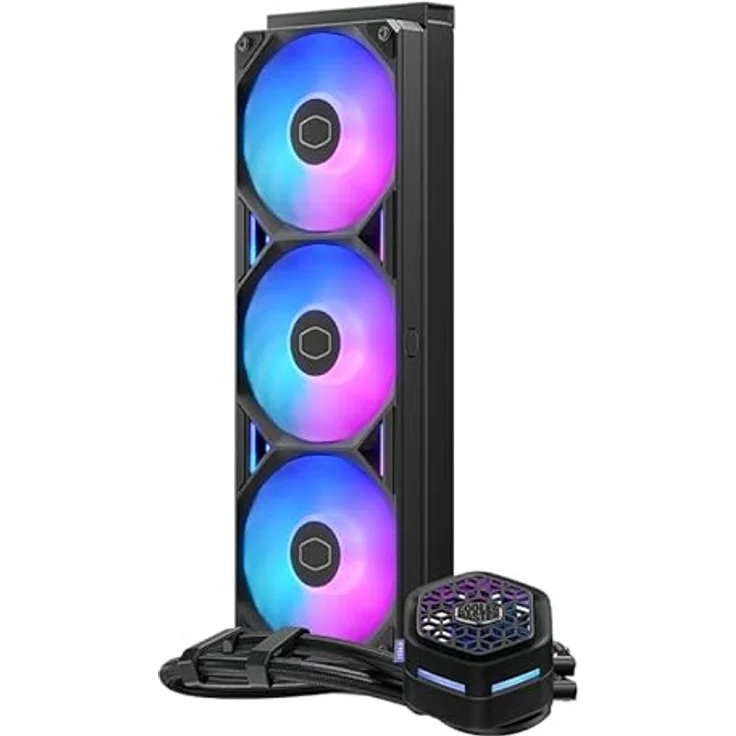 Cooler Master MasterLiquid 360 Atmos II VRM Fan, CPU Wasserkühler mit 280W TDP, 3x 120mm Lüfter, Schwarz – Bild 2